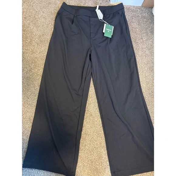 Halara Wide Leg Trousers Women XL Black New Pleated High Waist Workleisure - Picture 1 of 3
